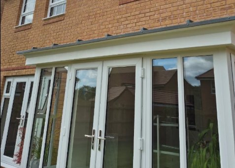 White UPVC porch doors after cleaning